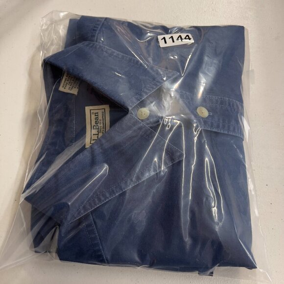 LL Bean Mens Large Regular Long Sleeve Button Up Blue Shirt - Picture 9 of 9